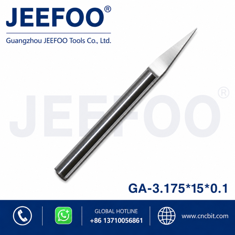 3.175*15degree*0.1 Jeefoo Flat Bottom Engraving Tools, Carbide Tool Bits, V Bit, PCB Carving Cutters, Woodworking Router Bit