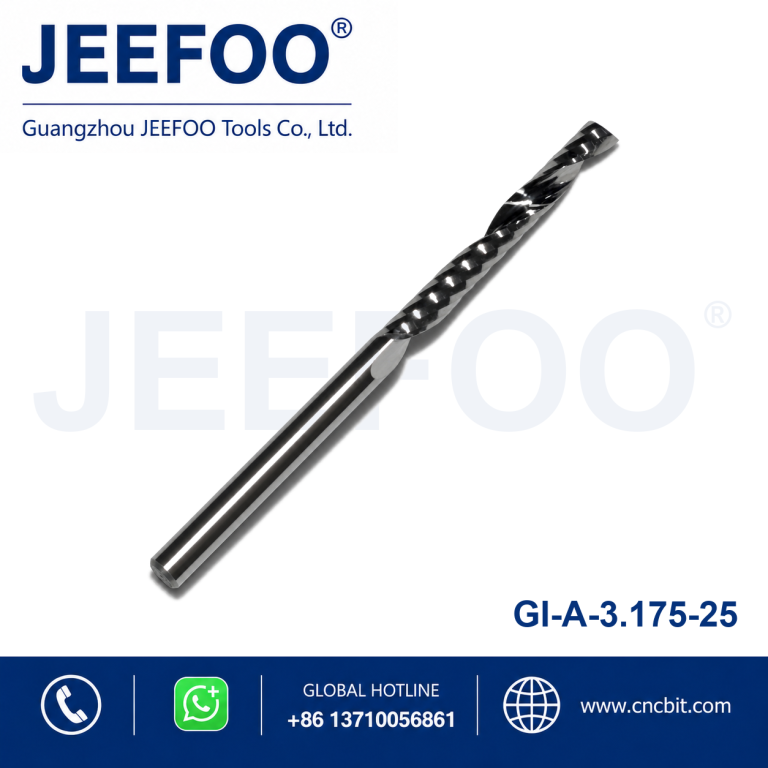 3.175×25 One flute bits cutting for arylic /One Flute Spiral Solid Carbide Router Bits