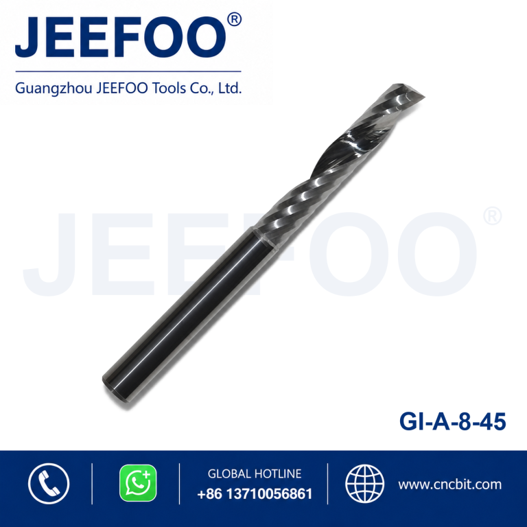 8×45 Single Flute Spiral Bit Carbide Material Precision Acrylic/PVC Milling CNC Tool