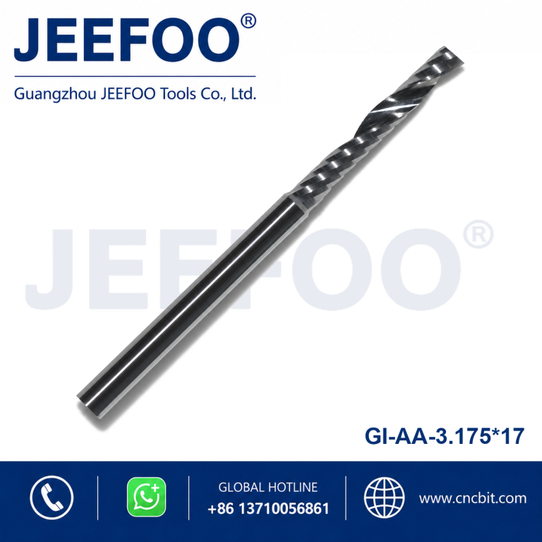 3.175×17 AA Grade One Flute Spiral Carbide Bit Stable Acrylic Plate Trimming