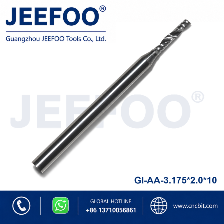 3.175×2.0x10 Durable AA Single Spiral Flute End Mill for Acrylic PVC Plastic Carving