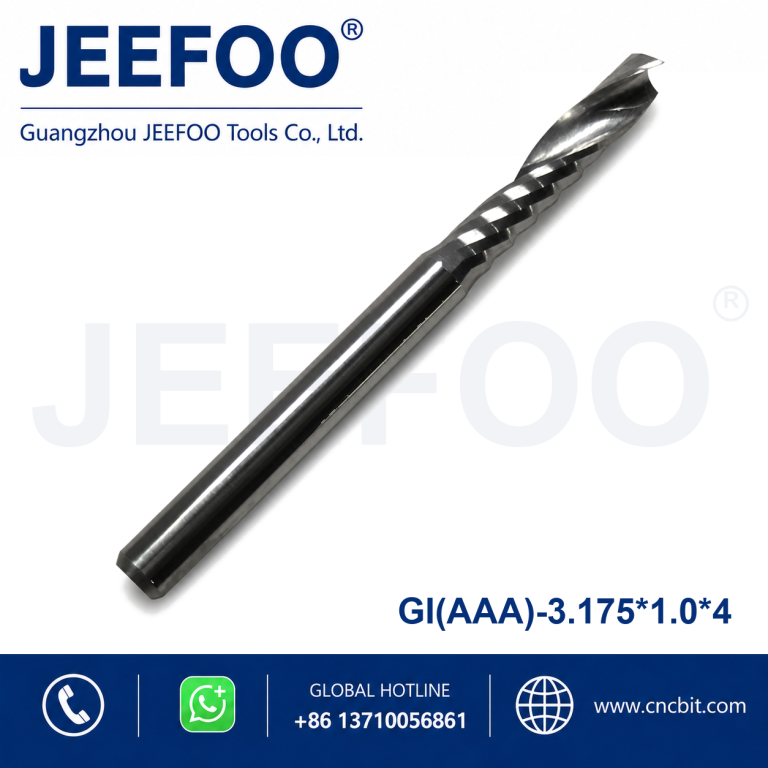 3.175×1.0x4 AAA High Precision One Spiral Flute Carbide Milling Cutter Burr-Free Acrylic Engraving Bit