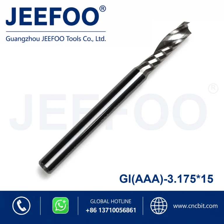 3.175×15 AAA Grade Solid Carbide Single Spiral Flute CNC Router Bits, Burr-Free Precision Milling Cutter for Acrylic Sheet Plastic Engraving Cutting