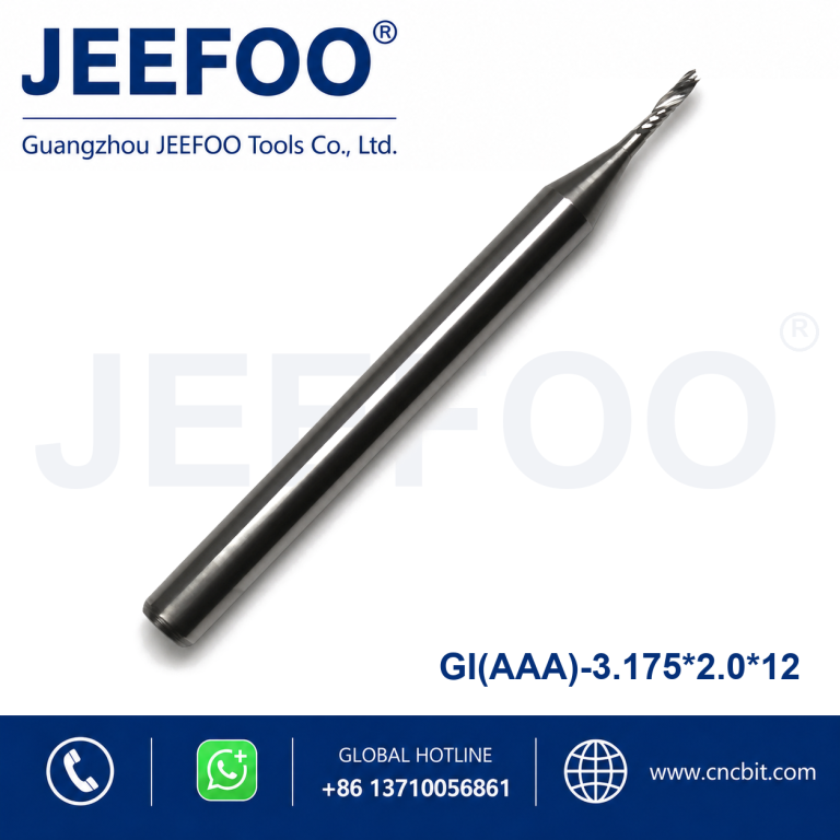 3.175×2.0x12 AAA Quality Tungsten Carbide Single Flute Spiral End Mill for Acrylic Engraving