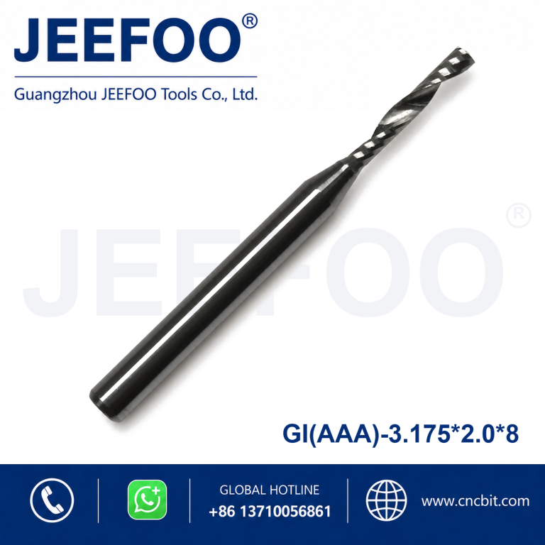 3.175×2.0x8 Burr Free AAA Grade One Spiral Flute CNC Cutter Fit Acrylic Plastic Machining