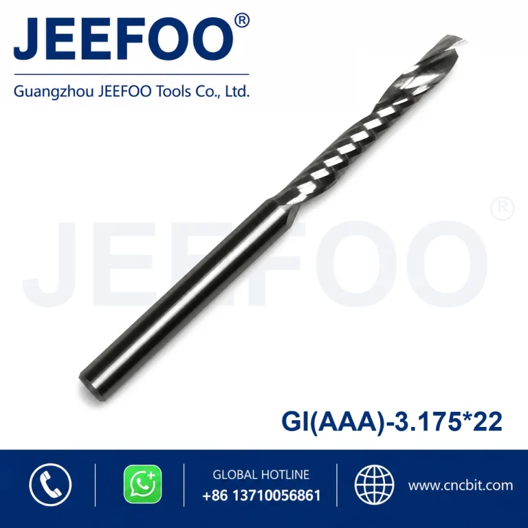 3.175×22 AAA Quality Single Flute Spiral CNC Milling Cutter, Wear Resistant Carbide Router Bit Perfect for Acrylic PVC Plastic Panel Carving