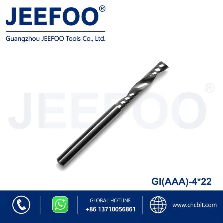 4×22 High Precision AAA One Flute Spiral Solid Carbide Bit, Anti-Chipping CNC Cutting Tool for Acrylic Sheet Sign Making