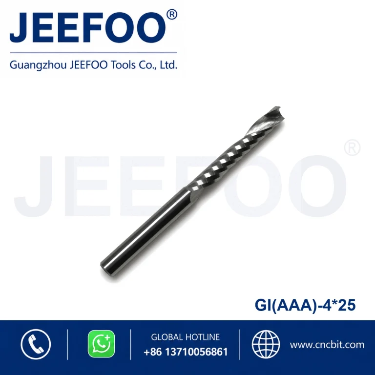 4×25 AAA Premium Tungsten Carbide Single Spiral Flute Bits, Clean Cut CNC Milling Router Cutter Specialized in Acrylic Engraving