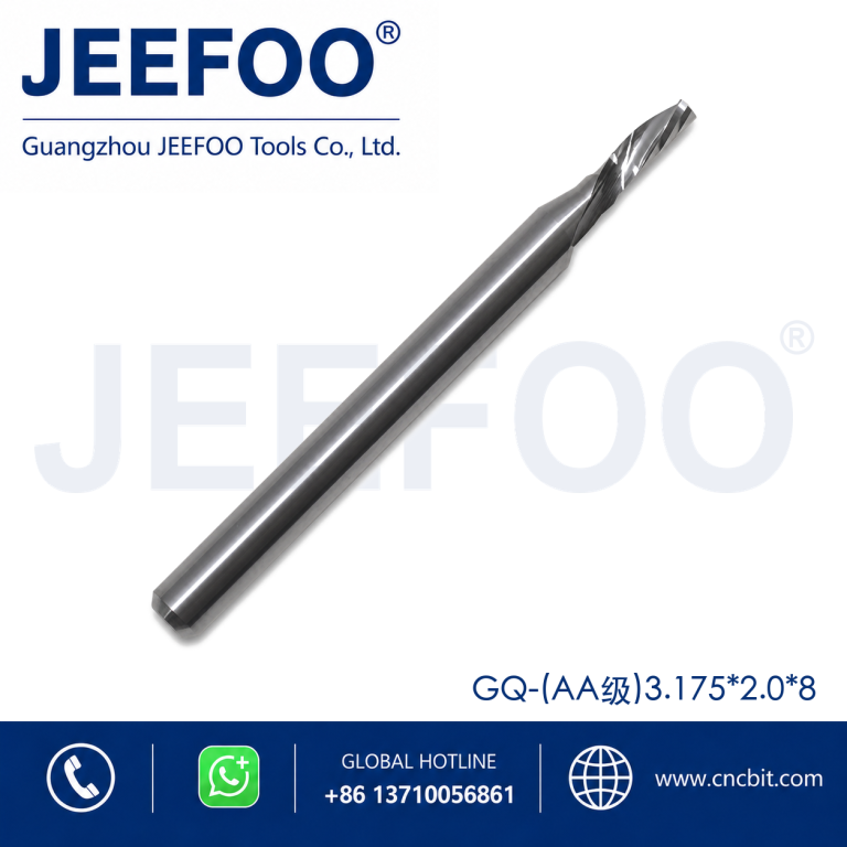 3.175×2.0x8 One Spiral Left-Helical Cutter – Solid Carbide Down Cut Router Bit
