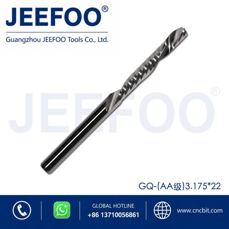 3.175×22 One Spiral Left-Helical Cutter – Solid Carbide Down Cut Router Bit
