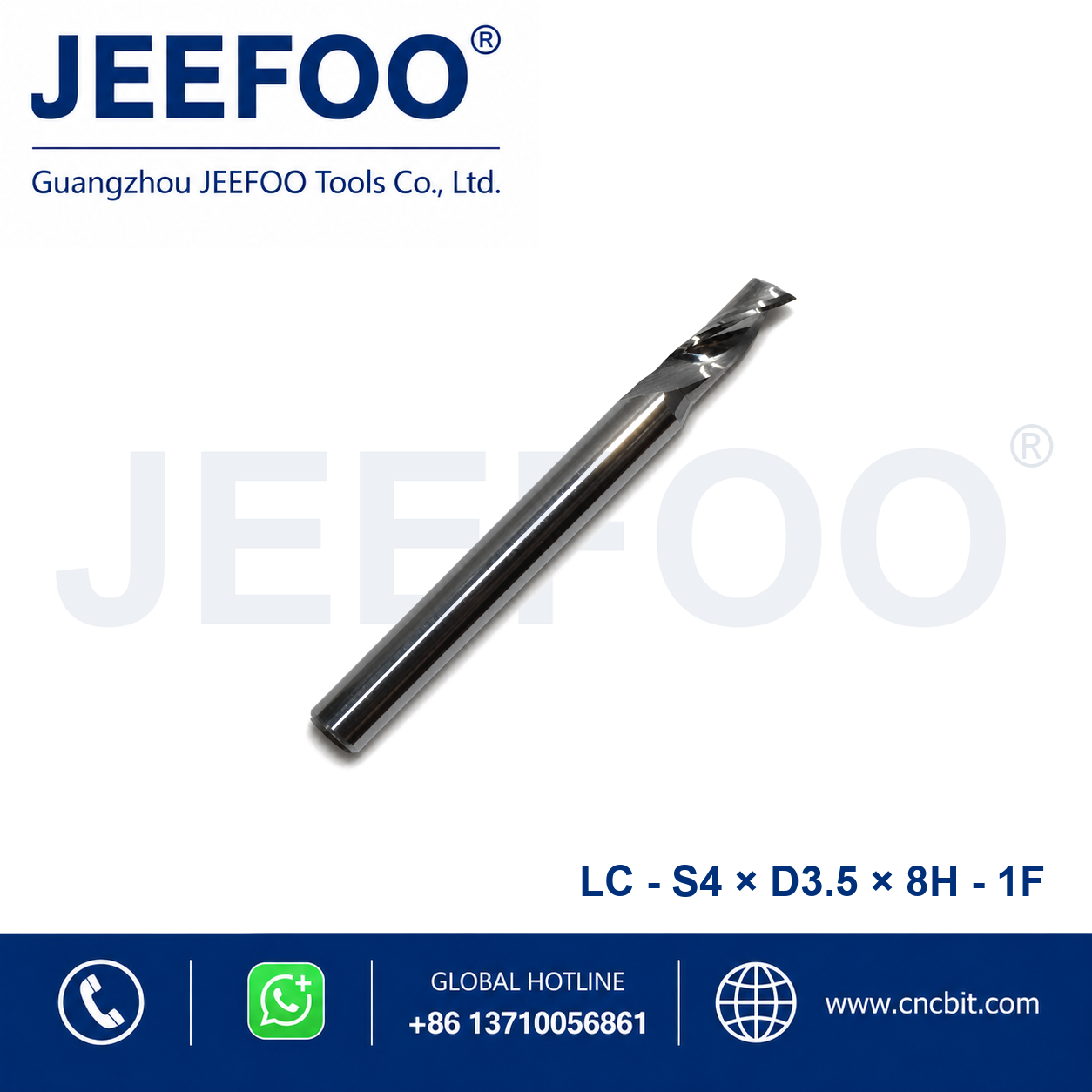 4x3.5x8 single flute aluminum end mill