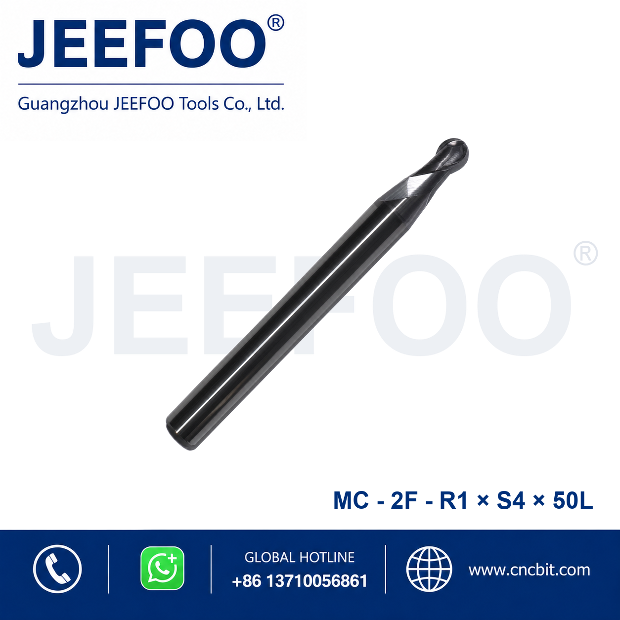 2FxR1x4x50L Solid Carbide Ball Nose End Mill for metal machining