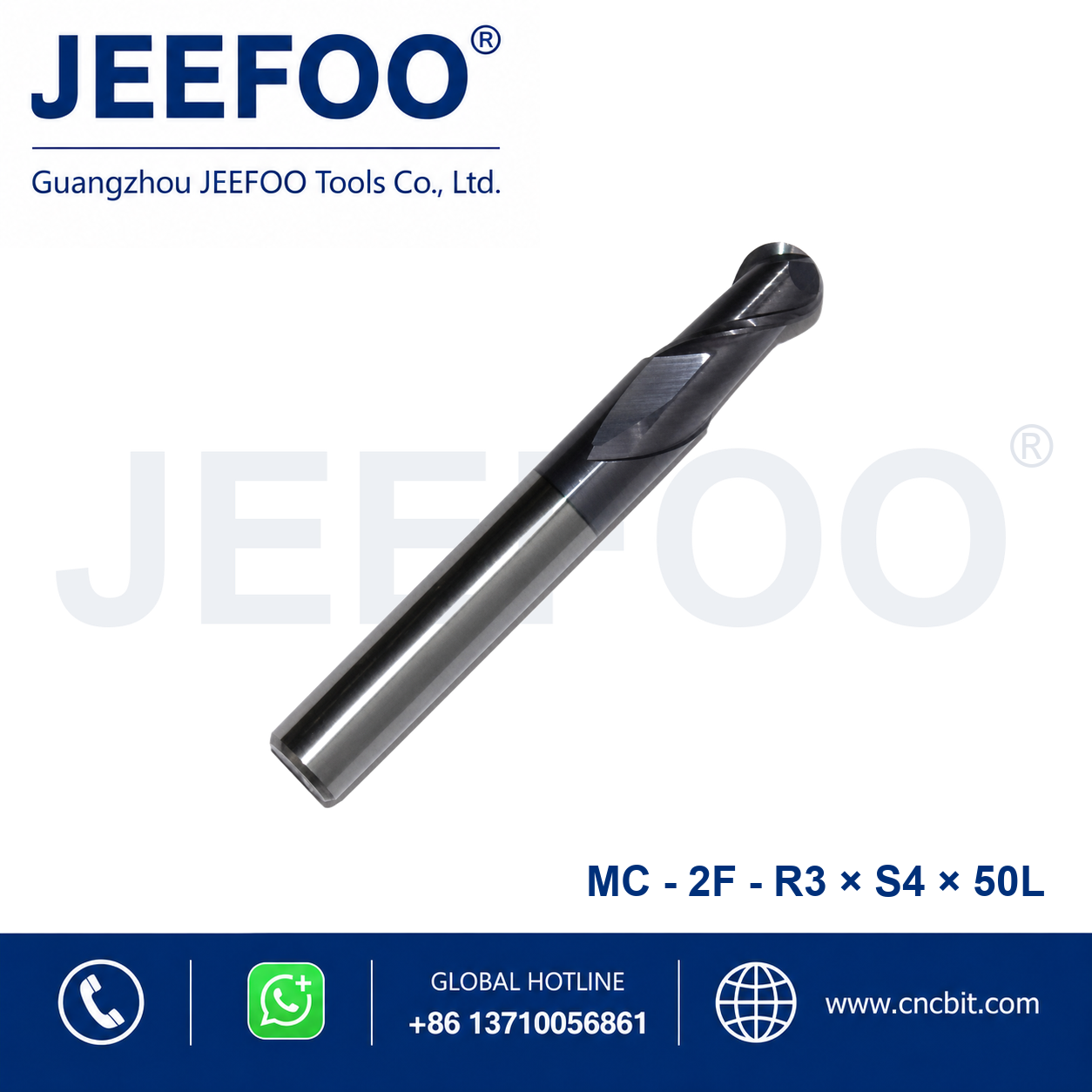 2FxR3x4x50L Solid Carbide Ball Nose End Mill for metal machining