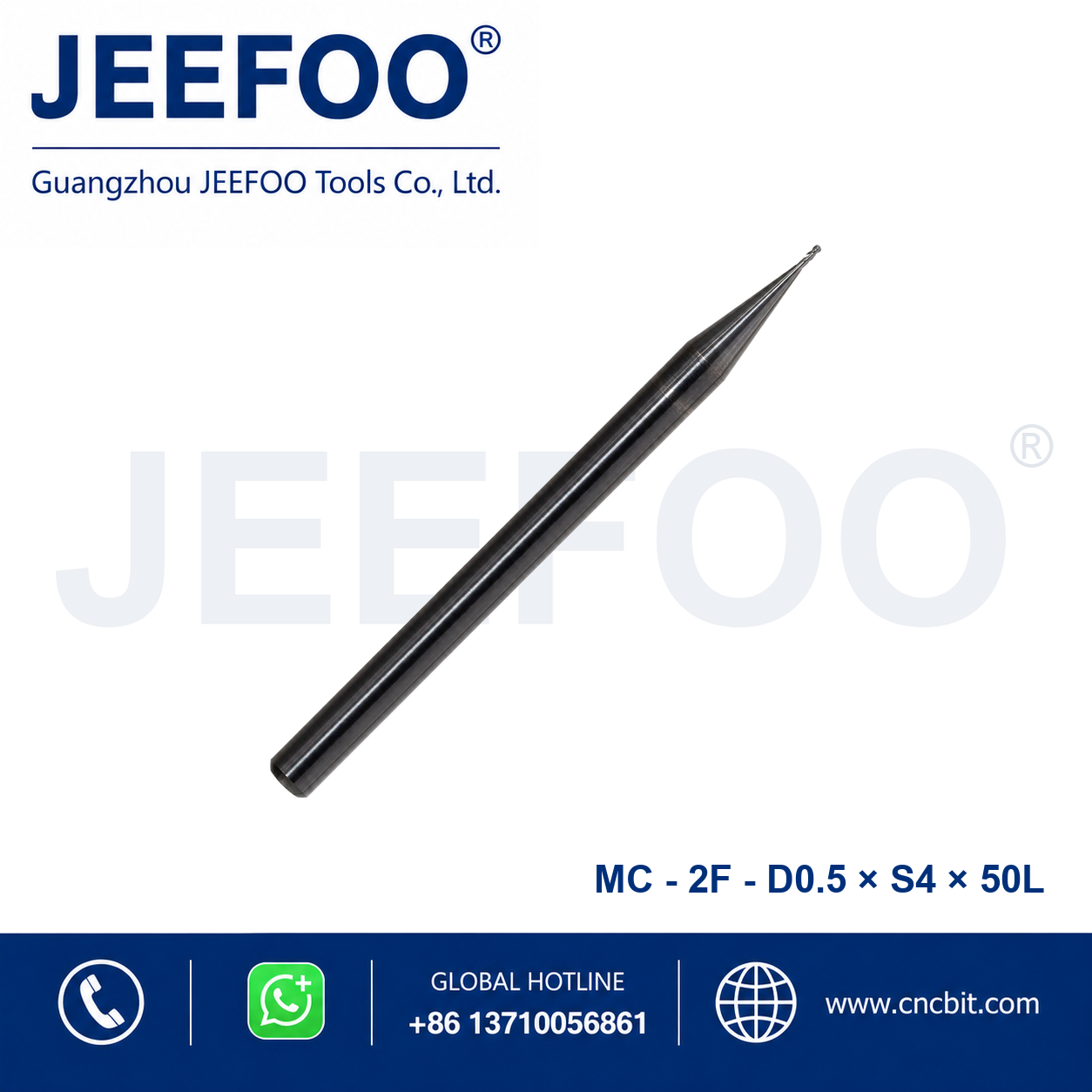 2Fx0.5x4x50L Solid Carbide Ball Nose End Mill for metal machining