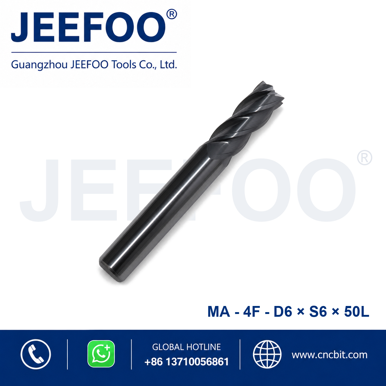 4Fx6x6x50L Solid Carbide Square End Mill for metal machining