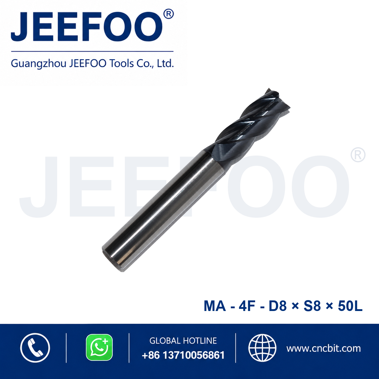4Fx8x8x50L Solid Carbide Square End Mill for metal machining
