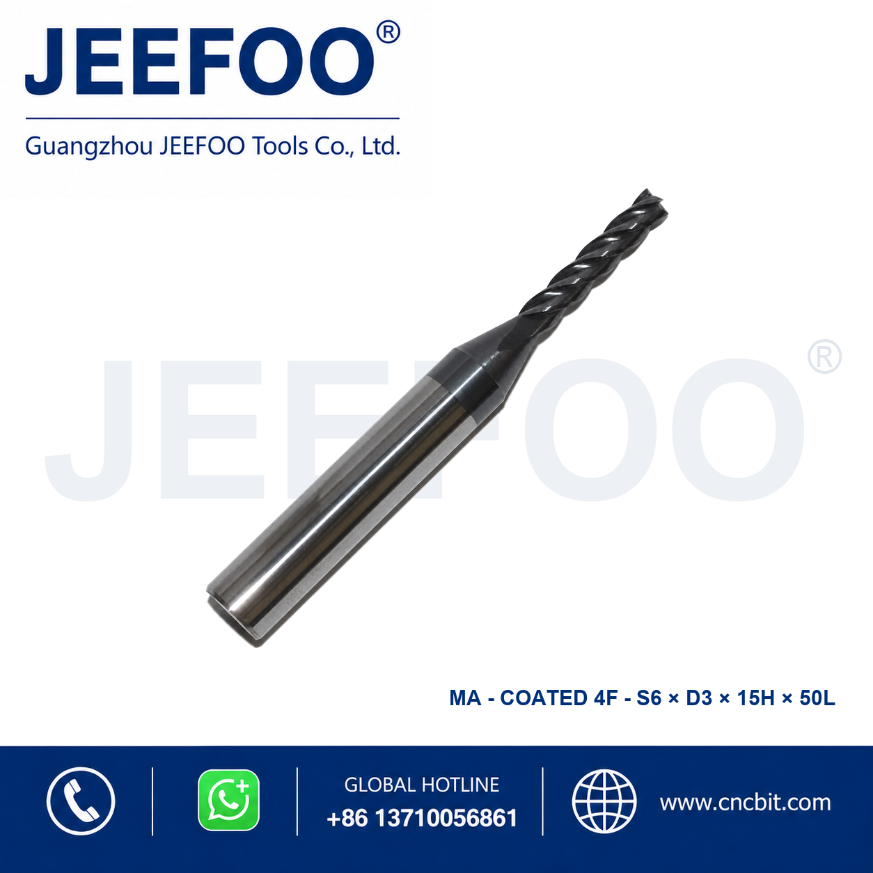 Coatedx6x3x15x50L Solid Carbide Square End Mill for metal machining