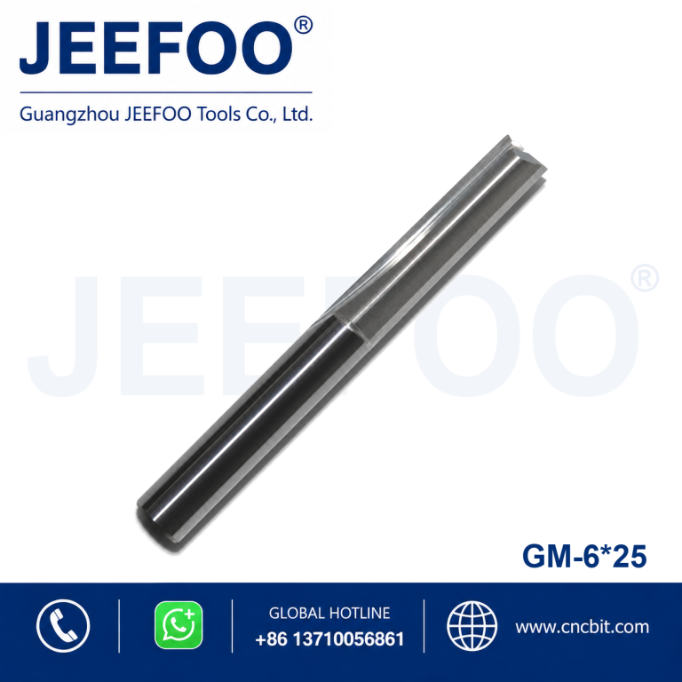 6×25 Two Straight Flute Cutting Bits, Wear Resistant Carbide Tools for Advertising Board Processing