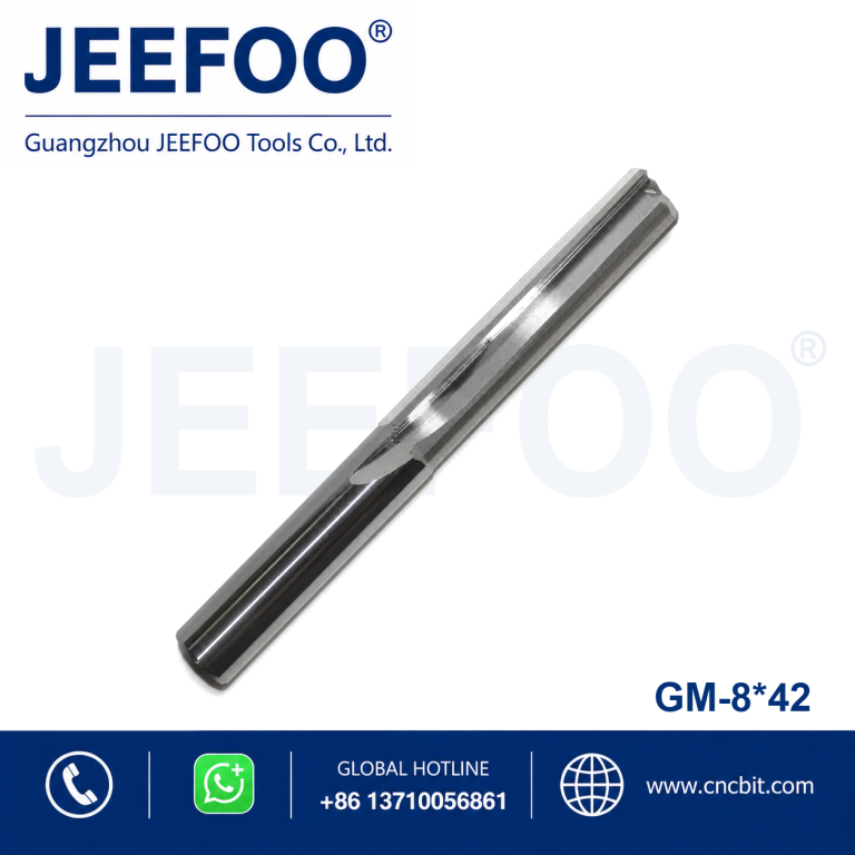 8×42 Two Straight Flute Panel Cutting Bits, Flat Smooth Cutters for MDF Plywood Processing