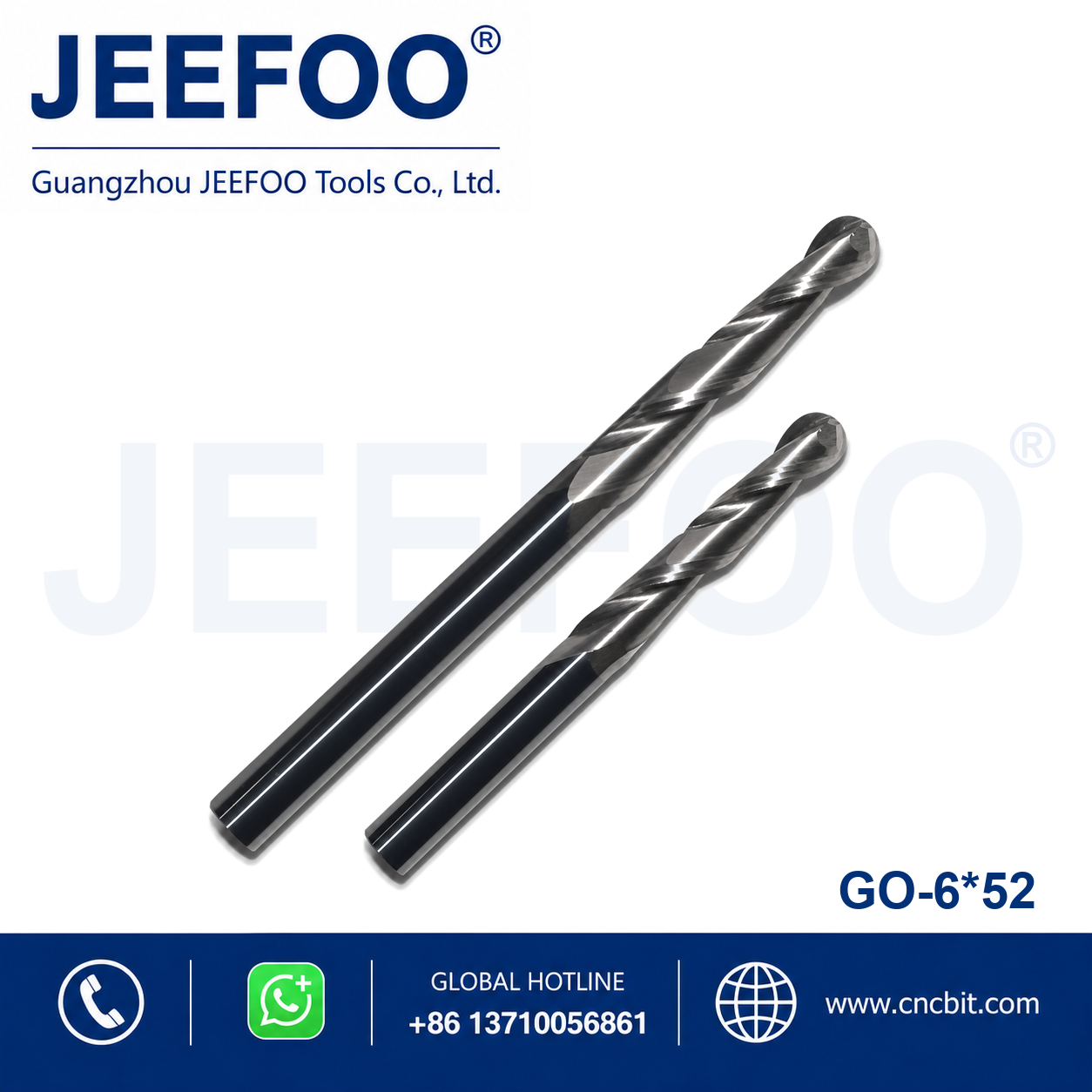 6x52 two flute ball nose end mill