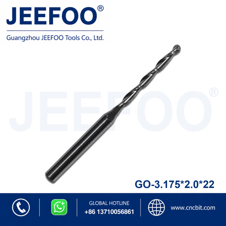 3.175x2.0x22 Double Flute Ball End Mill for Clean 3D Carving