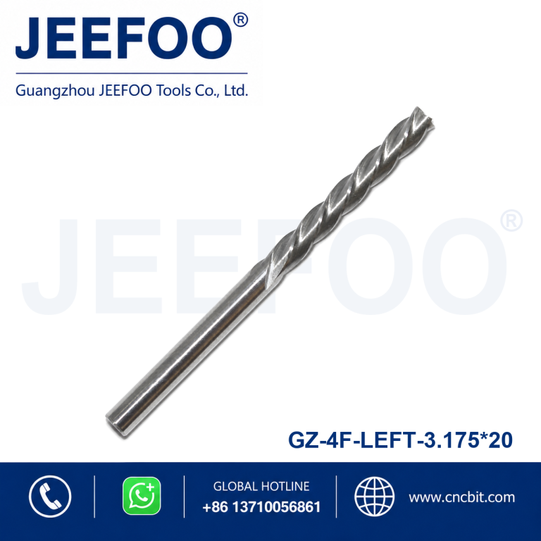 3.175×20 Grade A 4 Flute Left Spiral Down Cut Router Bit