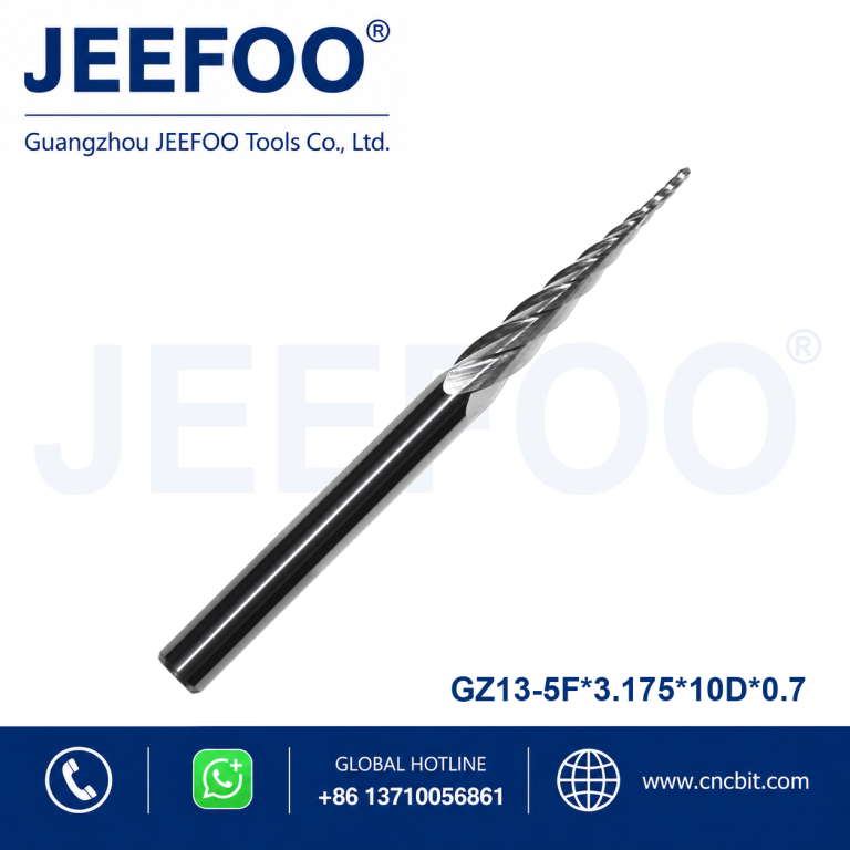 3.175x10°x0.7 Imported Gold Coated Five Flute Tapered End Mill