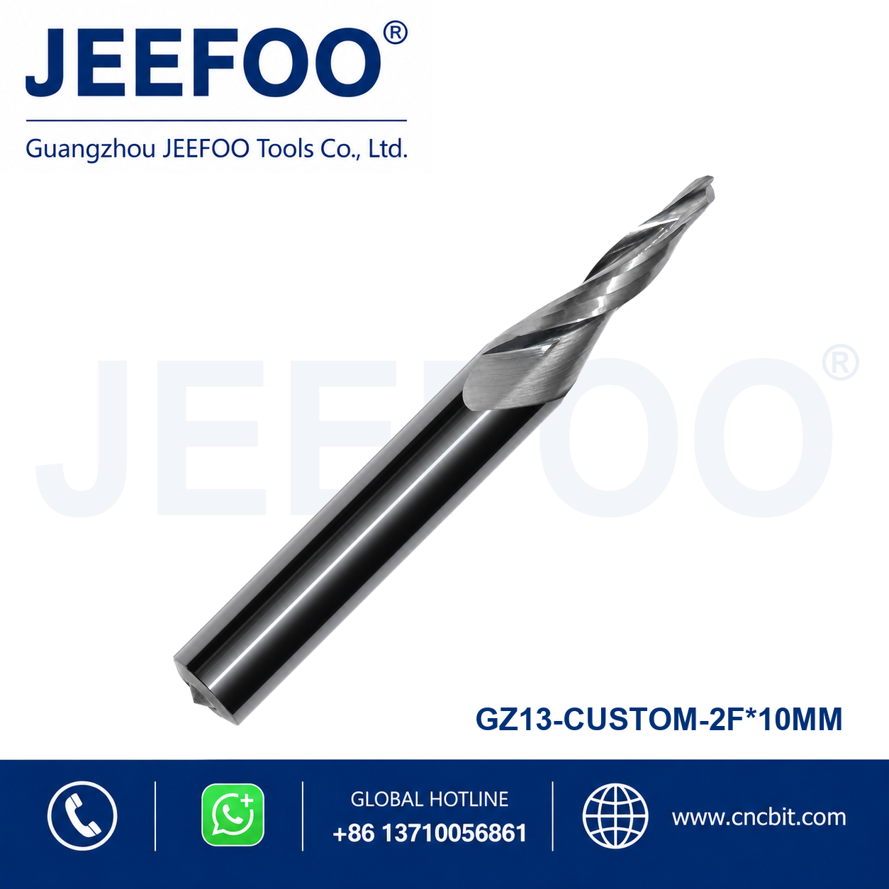 non-standard two flute spiral end mill 10mm